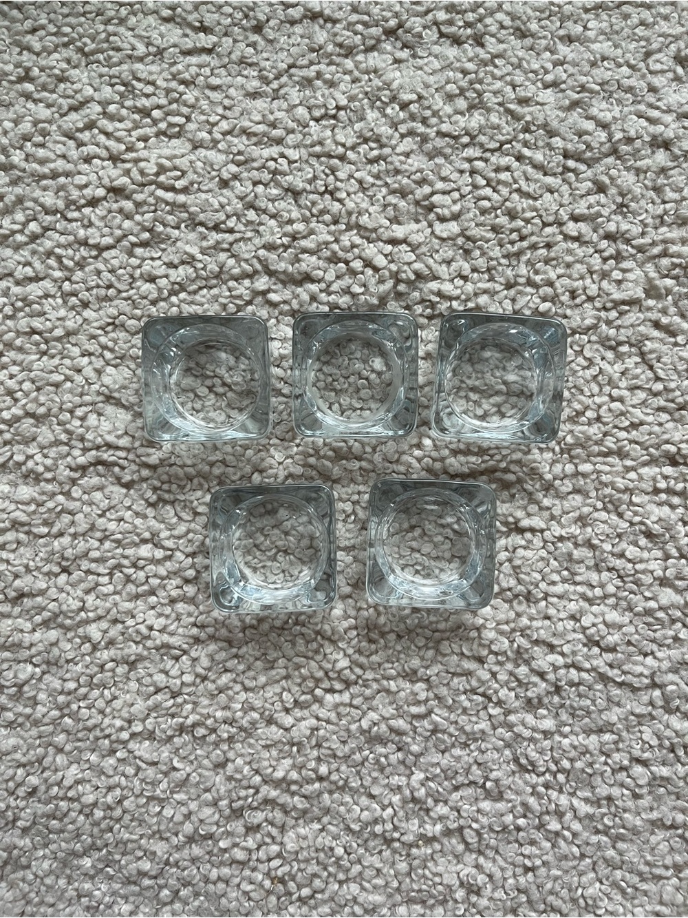 Set of 5 Clear Glass Square Votive Holders